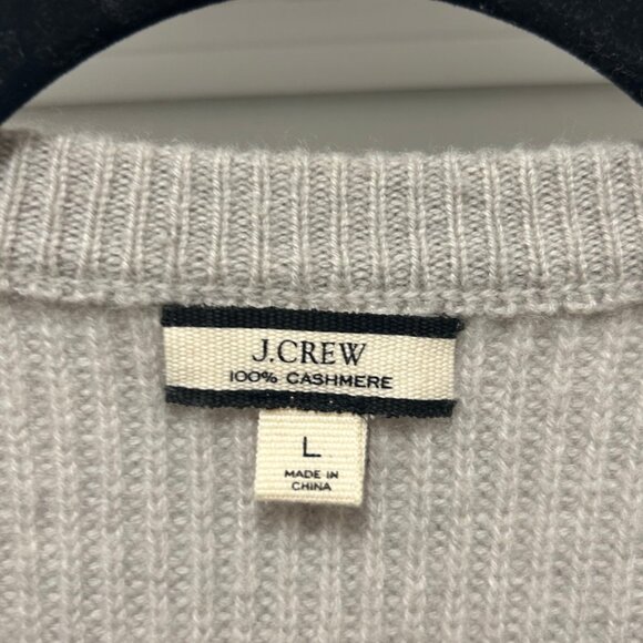 J.Crew Gray Cashmere Ribbed Button Front Cardigan Cropped Knit Sweater - Picture 2 of 3